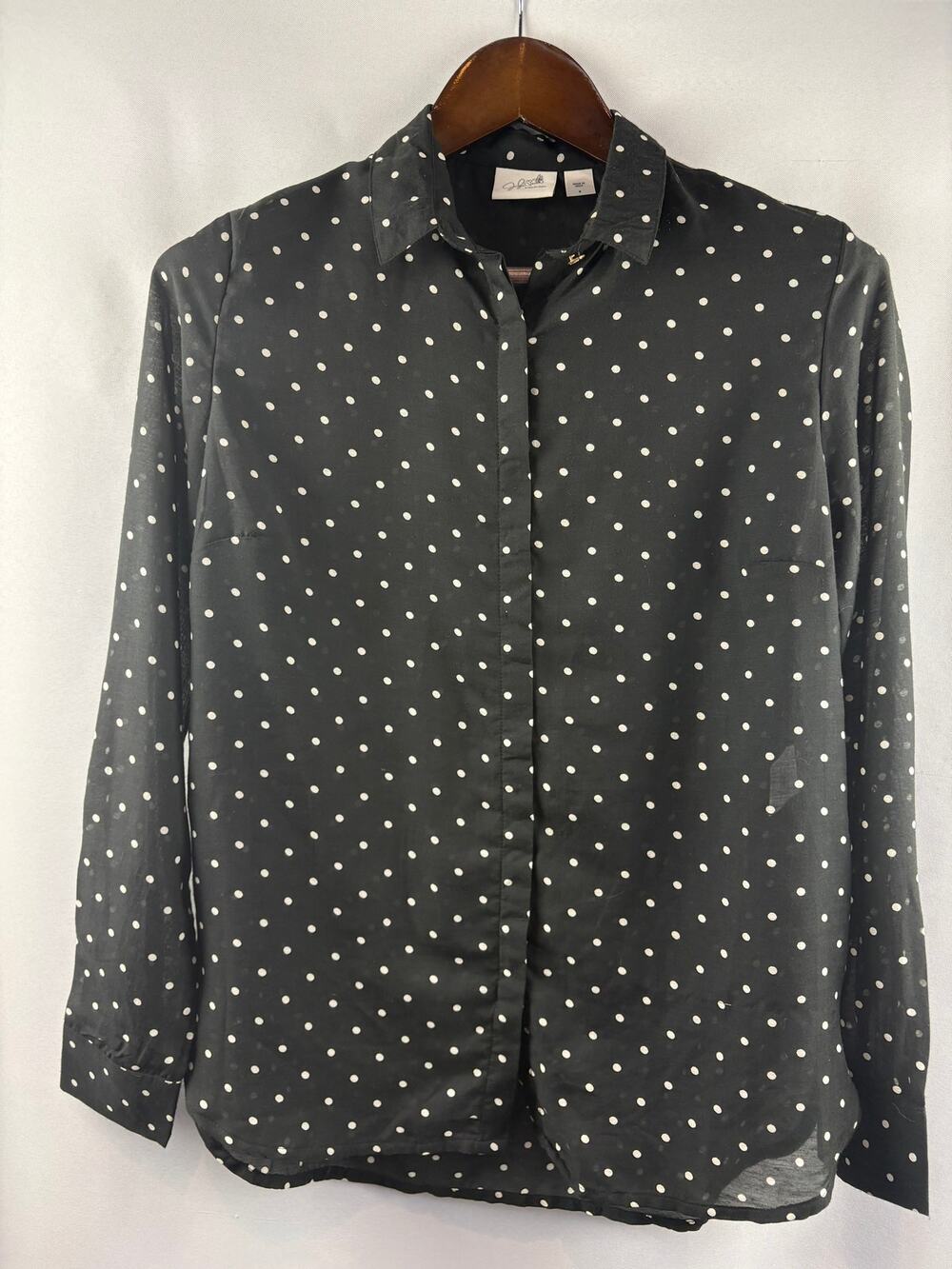 Women’s Jaclyn Smith Small Black w/ White Polka Dots Blouse